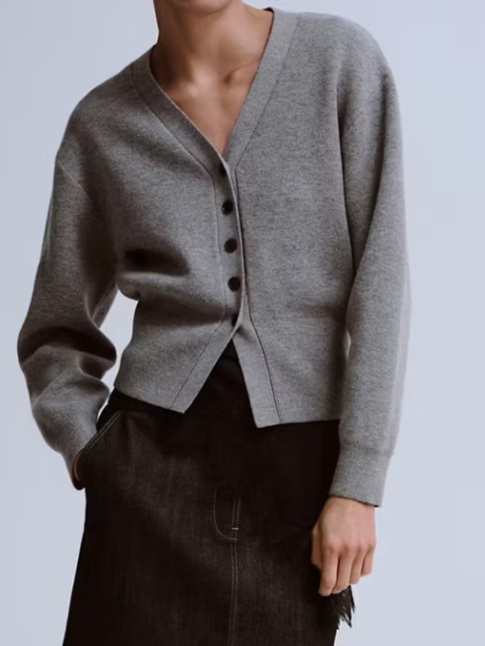 Mango Heather Gray V-Neck Button Cardigan V-NECK KNITTED CARDIGAN 3306
